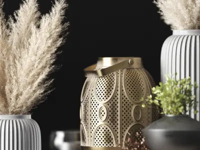 Decorative set with pampas 3D model