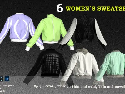 6 women sweatshirt 3D model