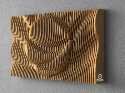 Parametric Wavy Wooden Wall Decor 17 - wood cutting machines 3D model