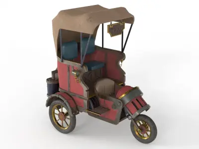 Steam Punk Taxi Low-poly 3D model