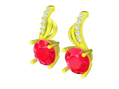 Elegant Round Cut Gemstone Drop Earrings for Women 5807 3D print model