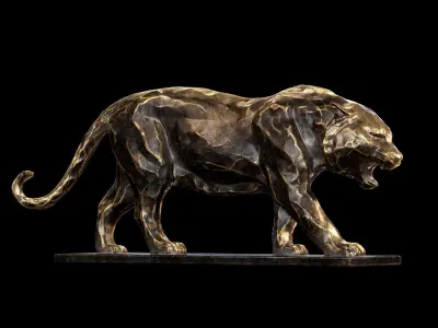 Tiger statuette PBR lowpoly Low-poly 3D model