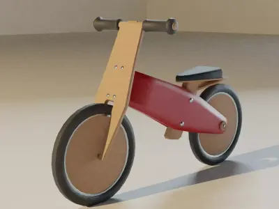 Kids wooden bike Low-poly 3D model