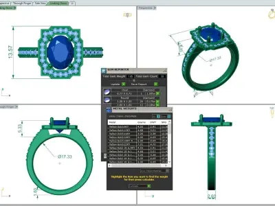 Engagement Diamond Halo ring oval 3D print model