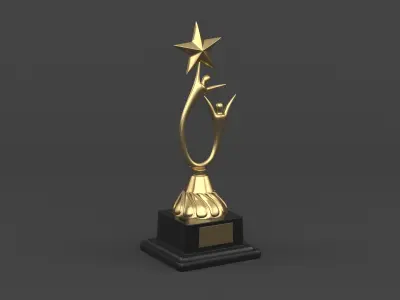 Gold Trophy Cups 3D model 8
