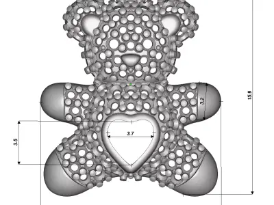Teddy bear shaped pendant  3D print model