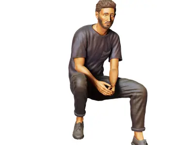 N1 a man sitting on a car 3D print model