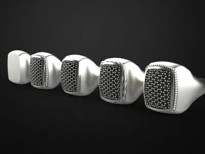 Men rings 5 models signet ring 3D print model