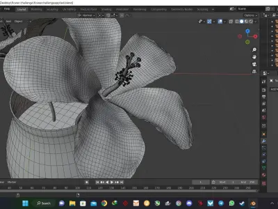 White flowers in a vase full of water Free 3D model