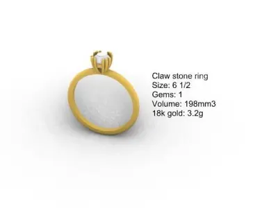 Claw stone ring  3D print model