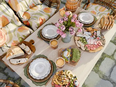 Breakfast Saloon Blender Scene 3D model