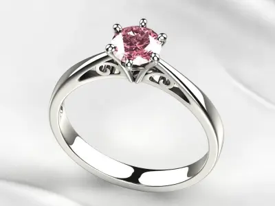 Single Diamond Gold Ring 3D print model