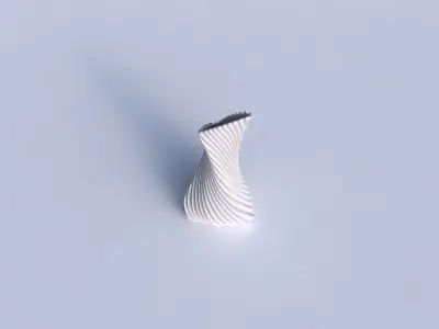 Vase twist puffy tappered triangle with bent extruded lines 3D print model