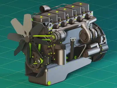 3 in one-14 Industrial Engines- High detail 3d models Low-poly 3D model