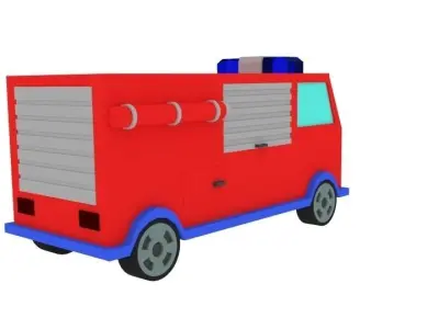 Cartoon Firetruck Toy Low-poly 3D model