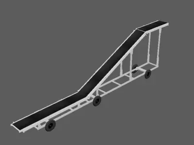 Mobile Conveyor Belt 3D Model Industrial Material Handling Low-poly 3D model