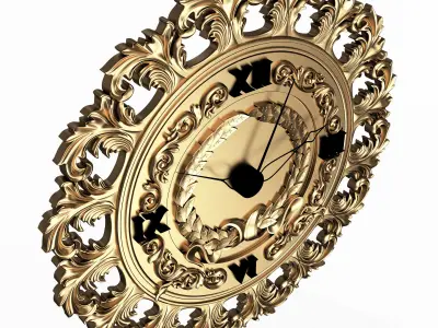 Classic Wall Clock 012 Gold Low-poly 3D model