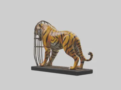 Caged Tiger statue model 3D model