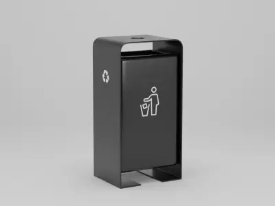 Garden Trash Can 50x40x100 Low-poly 3D model