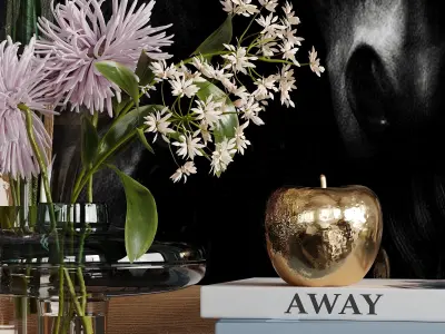 Decorative set with tulips 3D model