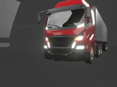 Semi trailer truck Low-poly 3D model