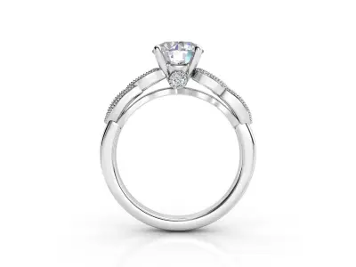 ZRP037 rose gold engagement ring with oval cut diamond 3D print model