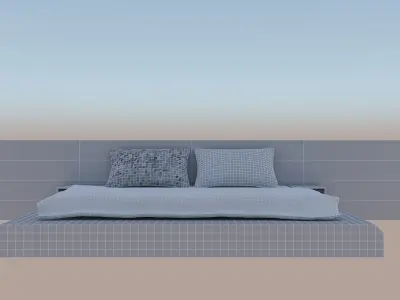 moden style wooden bed 12feet by 7feet 3D model