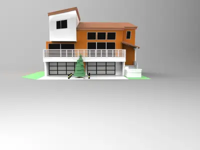 Cartoon house models Low-poly 3D model