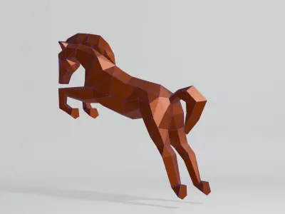 Polygonal Jumping Horse Low-poly 3D model
