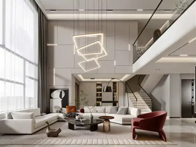 Modern Light Luxury Style Living Room 3D model