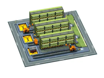 isometrical WareHouse platform upgrade 02 Low-poly 3D model