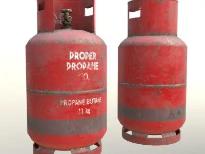 Gas Cylinder 11 kg Red - Clean and Dirty Low-poly 3D model