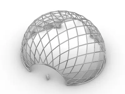 Diagonal Wireframe Dome Architectural Stand Alone Structure v3 3D model