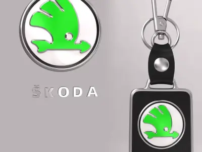 Skoda car logo keychain  3d model type 2 3D model