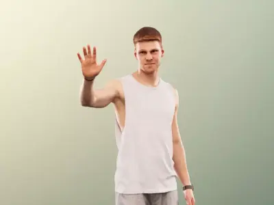 Scott 11998 - Standing Man Waving Summer Outfit Low-poly 3D model