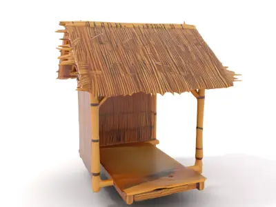 Tropical Bamboo Hut model pack Low-poly 3D model
