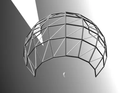 Dome with diagonals wireframe Structure 3D model
