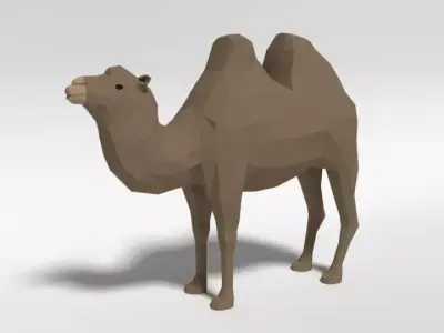 Low Poly Cartoon Bactrian Camel  Low-poly 3D model