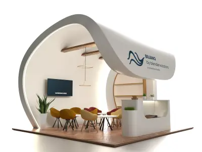 Exhibition booth design  Low-poly 3D model