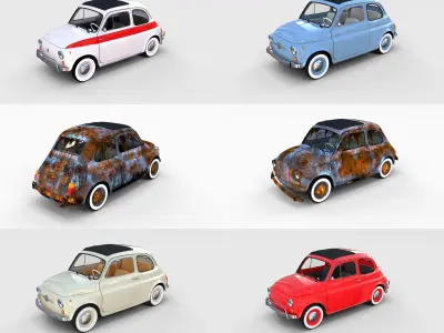 Fiat 500 with interior Pack 3D model