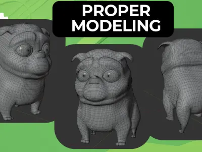 Fully Rigged Cartoon Character Dog Low-poly 3D model