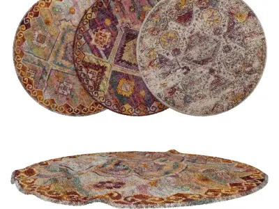 Round Rug Set 291 3D model