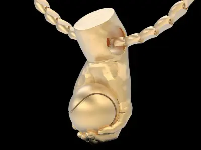 Hand and Tennis ball pendant gold printable jewelry 3D model 3D print model purchase