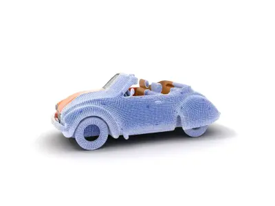 Orange Classic Convertible model pack Low-poly 3D model