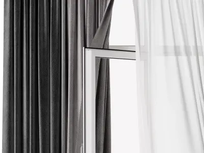  Curtains when open window 08 HBH 3D model