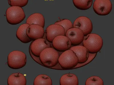 Apples Gala - 4 models Low-poly 3D model