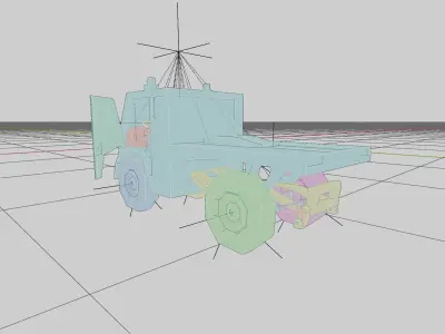 Miniature Cool Truck - Rigged For Animation - Ultra-Low Poly Low-poly 3D model