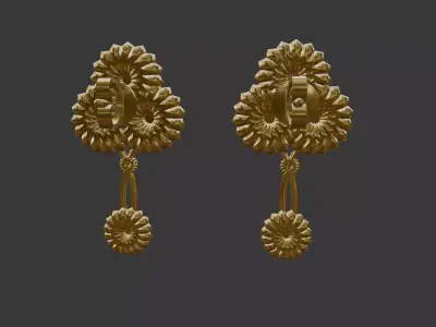 3D Printable Earring  And Chain Set-7 -Handmade Gift - DIY 3D print model