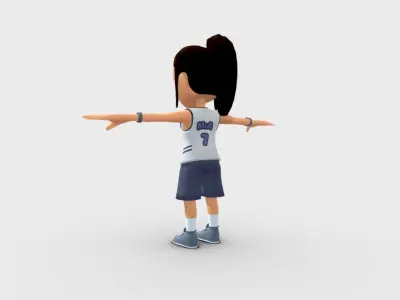Sports Basket ball Player Girl Low-poly 3D model