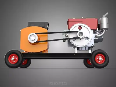 MOBILE EMERGENCY BACKUP DIESEL WHEELS ELECTRICAL GENERATOR SET 3D model